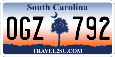 SC license plate OGZ792