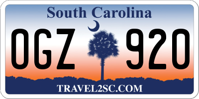 SC license plate OGZ920