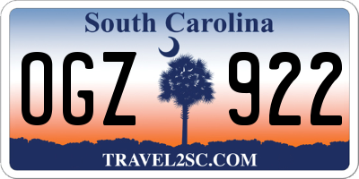 SC license plate OGZ922