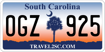 SC license plate OGZ925