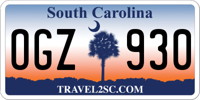 SC license plate OGZ930