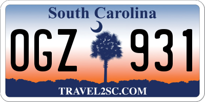 SC license plate OGZ931