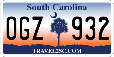 SC license plate OGZ932
