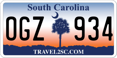 SC license plate OGZ934