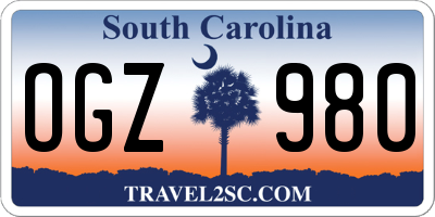 SC license plate OGZ980
