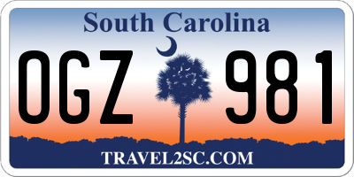SC license plate OGZ981