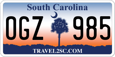 SC license plate OGZ985