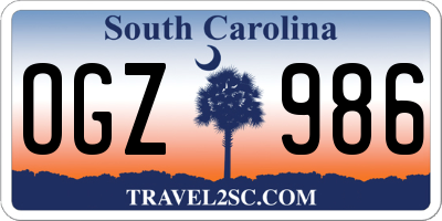 SC license plate OGZ986