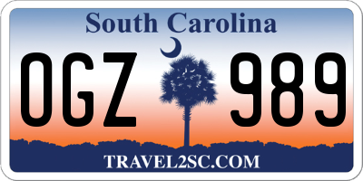 SC license plate OGZ989