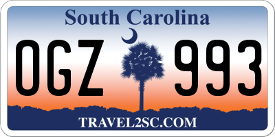SC license plate OGZ993