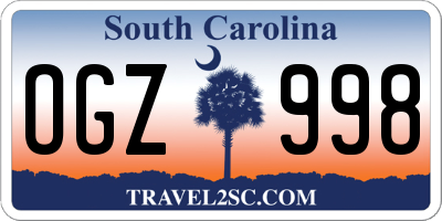 SC license plate OGZ998