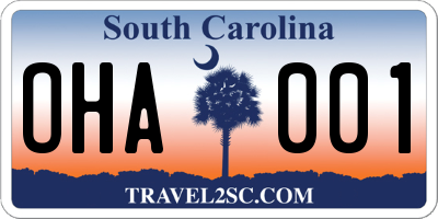 SC license plate OHA001