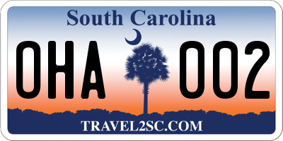 SC license plate OHA002