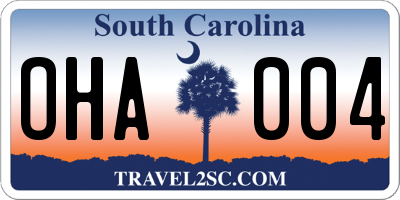 SC license plate OHA004