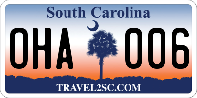 SC license plate OHA006