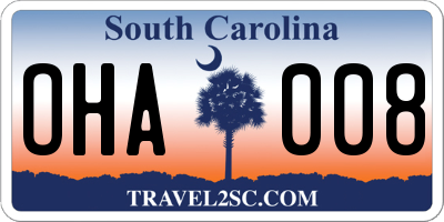 SC license plate OHA008