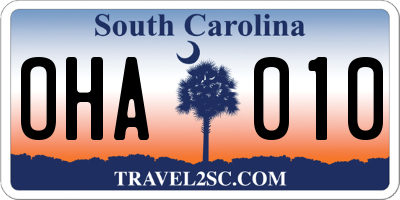 SC license plate OHA010