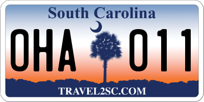 SC license plate OHA011