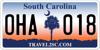 SC license plate OHA018