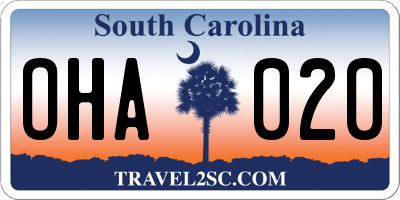 SC license plate OHA020