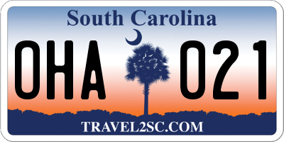 SC license plate OHA021