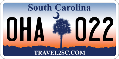 SC license plate OHA022