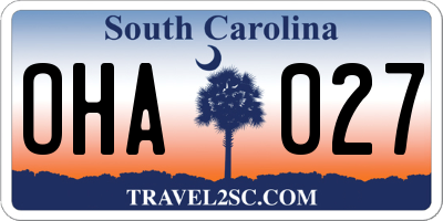 SC license plate OHA027