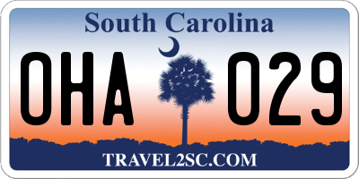 SC license plate OHA029