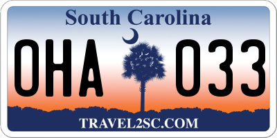 SC license plate OHA033