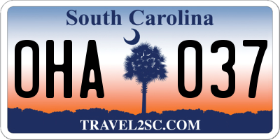 SC license plate OHA037