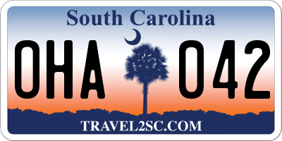 SC license plate OHA042