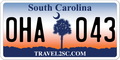 SC license plate OHA043