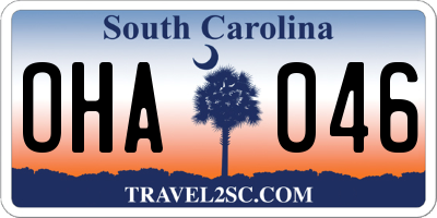 SC license plate OHA046