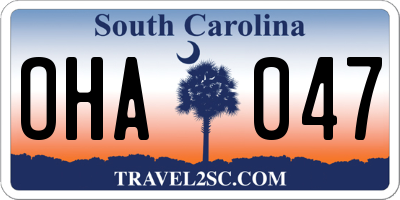 SC license plate OHA047