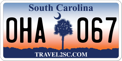 SC license plate OHA067