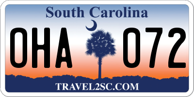 SC license plate OHA072
