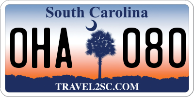 SC license plate OHA080