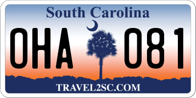 SC license plate OHA081