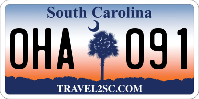 SC license plate OHA091