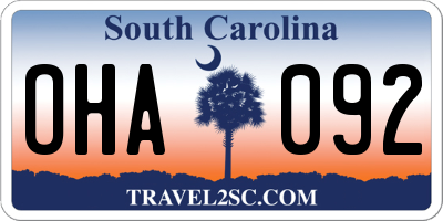 SC license plate OHA092