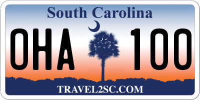 SC license plate OHA100
