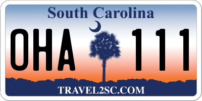 SC license plate OHA111