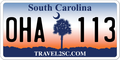 SC license plate OHA113