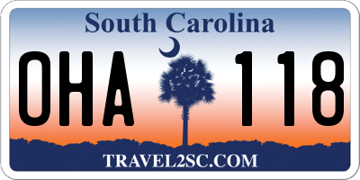 SC license plate OHA118