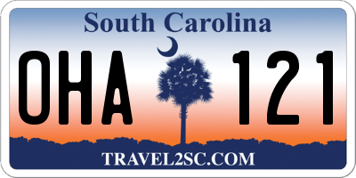 SC license plate OHA121