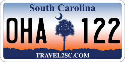 SC license plate OHA122
