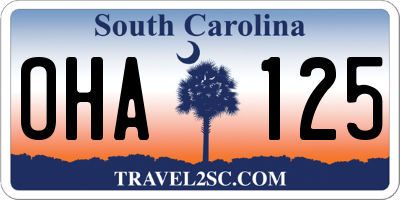 SC license plate OHA125