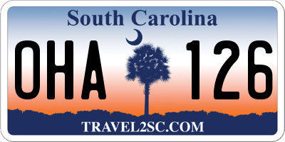 SC license plate OHA126