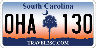 SC license plate OHA130