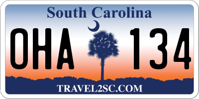 SC license plate OHA134